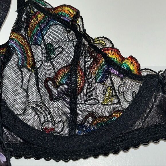 Savage X Fenty Rainbow Embroidered Sheer Unlined Underwire Bra - Picture 6 of 6